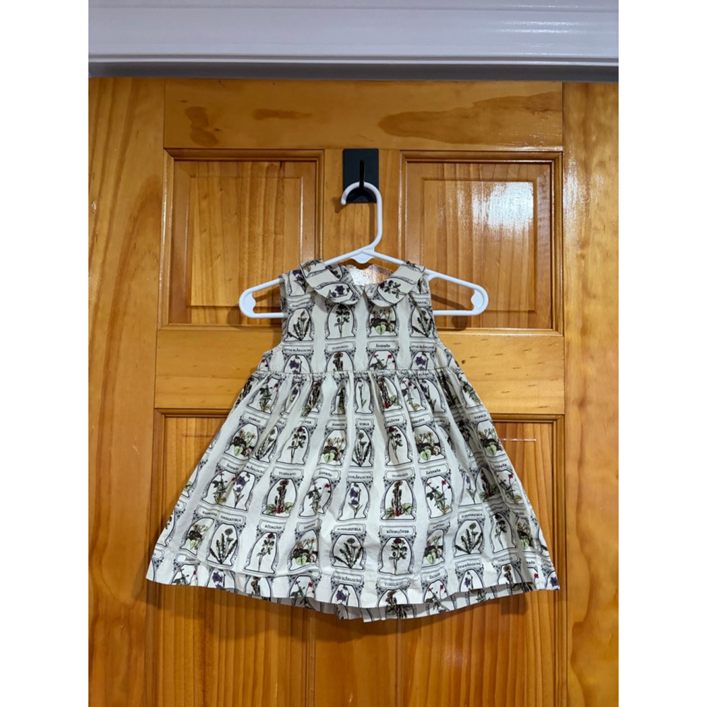 Hanna Andersson Baby Dress 75cm Herbarium Floral Print Peter Pan Collar Organic
